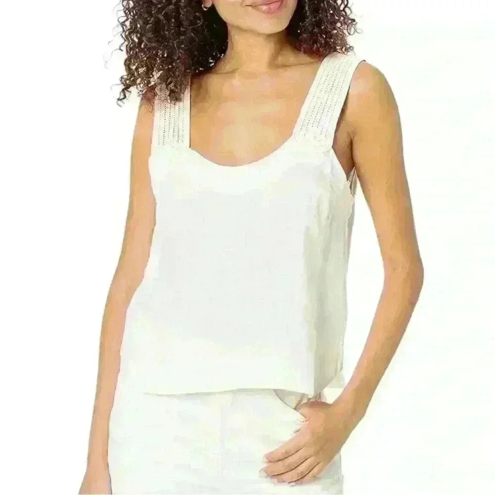 Joie Women's Paisley Linen beach resort vacation‎ summer Top in Porcelain